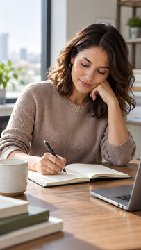 Employee Reflecting on Career Goals During Self Assessment