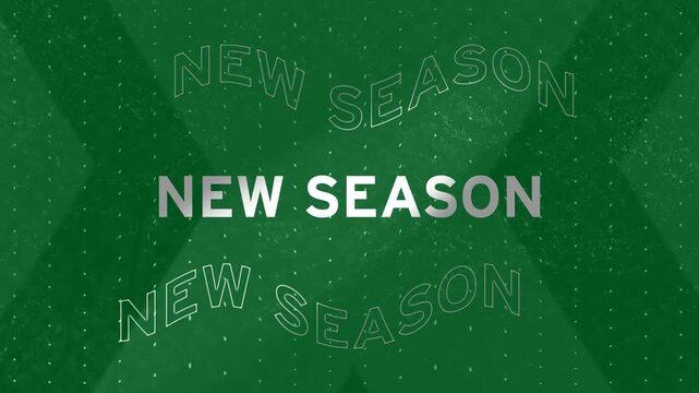 Animation of new season text in grey letters in repetition on grey background