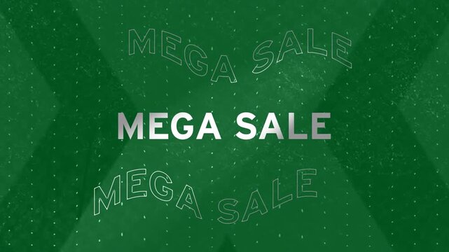Animation of mega sale text in grey letters in repetition on grey background