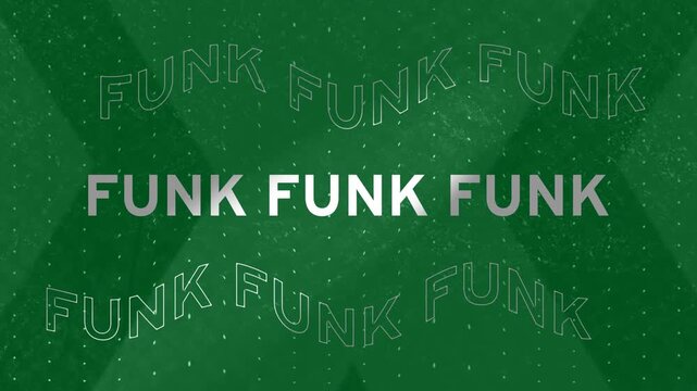 Animation of funk text in repetitions on grey background