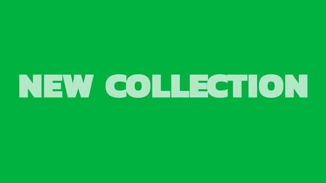 Animation of new collection text on outlined letters on white background