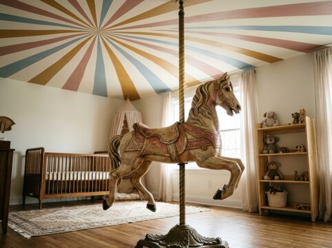 Vintage Carousel Horse In A Classic Decorative Display