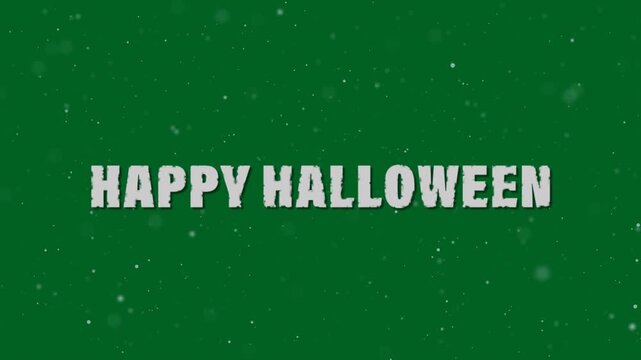Animaion of halloween text and specs on grey background