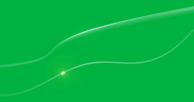 Animation of glowing light travelling over data transfer cables on transparent background