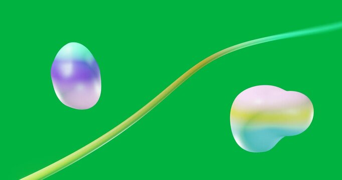 Animation of glowing blobs and light travelling over data transfer cables on transparent background