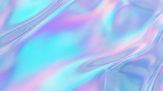 Abstract holographic iridescent waves background with smooth liquid flowing texture