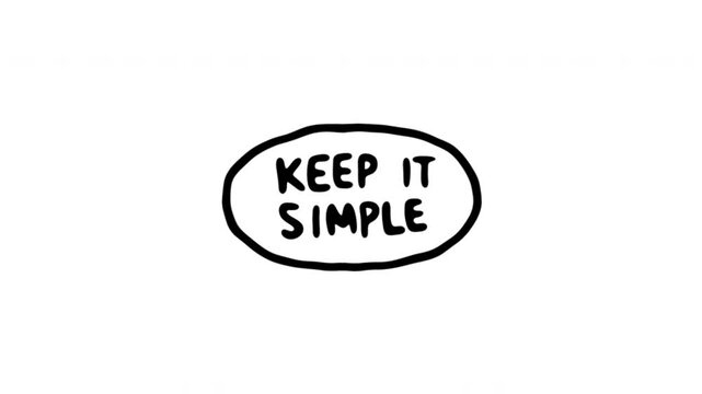 Keep It Simple Message For Clear Communication And Minimalist Guidance Wiggle Doodle Animation With Alpha Channel. Simplicity Reminder And Instructional Text, Transparent Background.