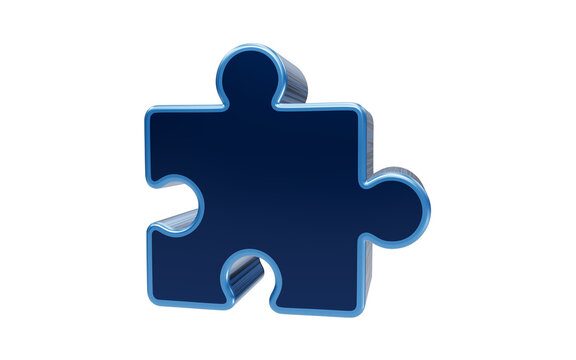 A single blue puzzle piece, presented in a clean, isolated render, signifies connection, problem-solving, and the fundamental element of a larger whole. 3D Icon