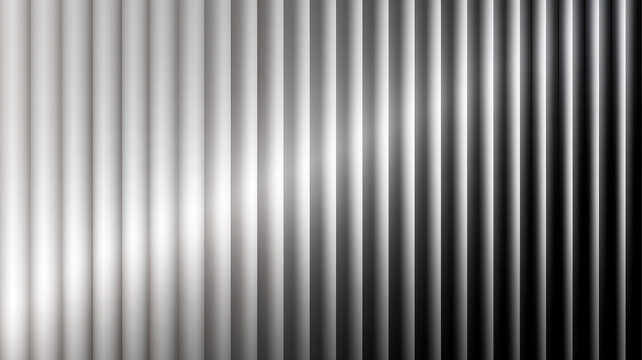 Abstract black and white gradient background creating a modern visual effect with vertical lines and shadow patterns, representing transition, progress, and data visualization