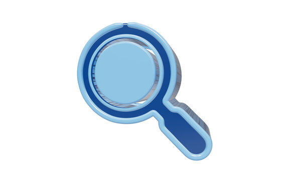Magnifying Glass Icon: A simple, stylized magnifying glass in shades of blue, symbolizing search, discovery, and investigation.