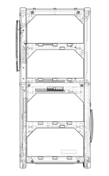 wireframe refrigerator design blueprint. Vector