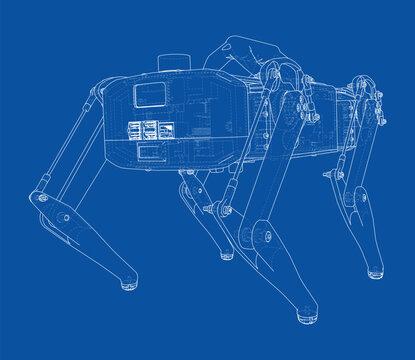 robotic dog blueprint illustration. Vector