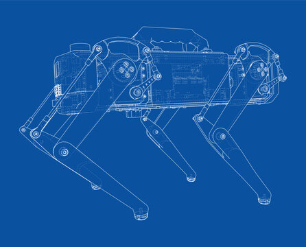 robotic dog blueprint illustration. Vector