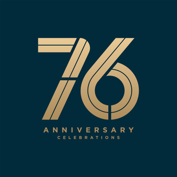 76 Years Anniversary Elegant Gold Number Logo on Dark Navy Background