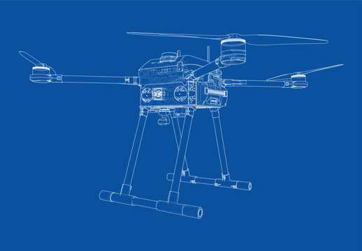 drone blueprint illustration. Vector