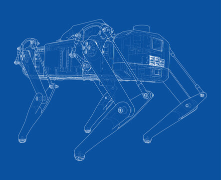 robotic dog blueprint illustration. Vector
