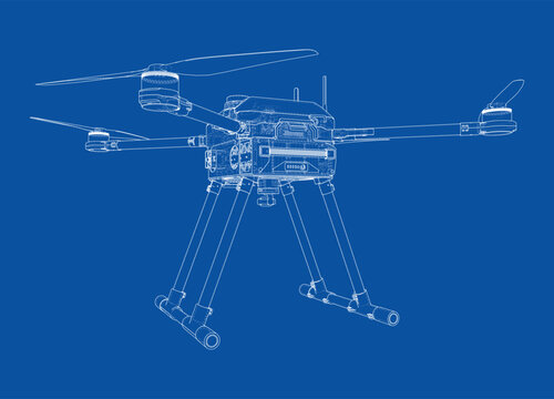 drone blueprint illustration. Vector