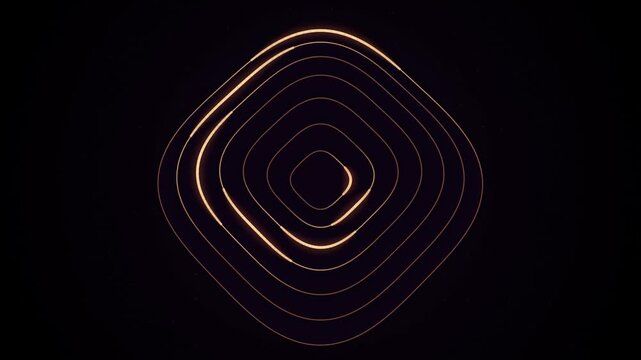 Golden Rounded Square Light Ring Motion Graphic on Black