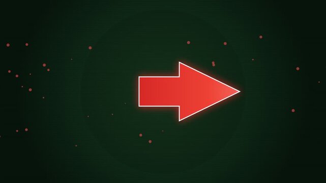 Bright glowing arrow pointing forward on dark space background