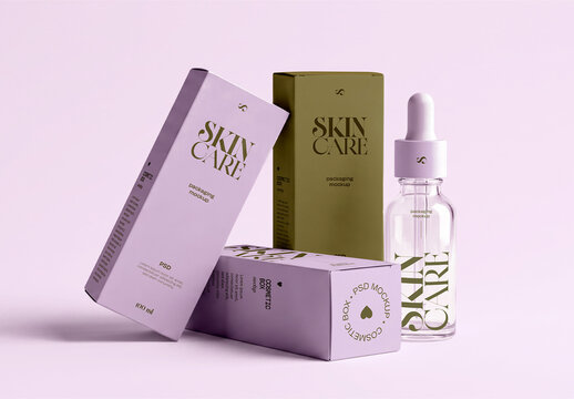 Cosmetic Boxes and Dropper Bottle Mockup