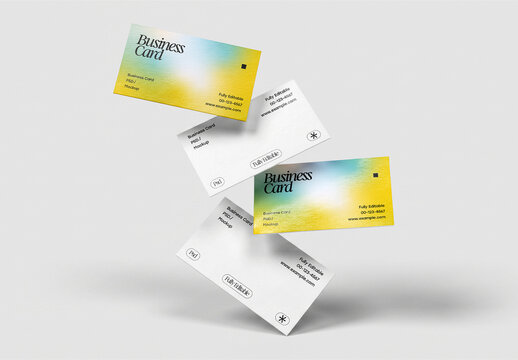 Floating Business Cards Mockup