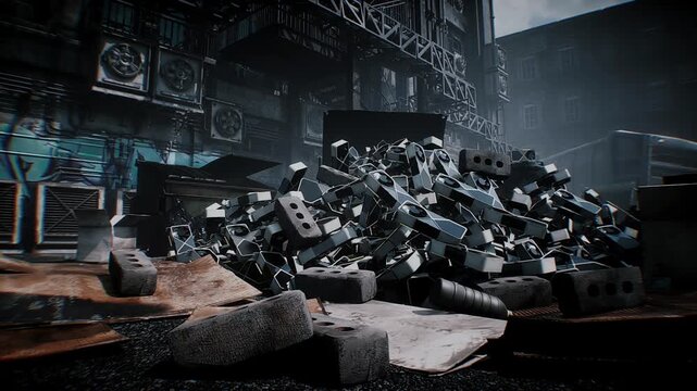 Multiple GPU graphics cards discarded in a garbage bin, symbolizing wasted money, excessive spending on computing power, obsolete hardware and unnecessary technology investments.