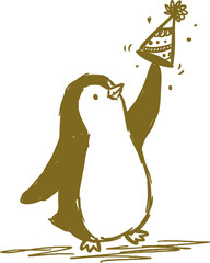 Fototapeta premium Penguin celebrating with party hat