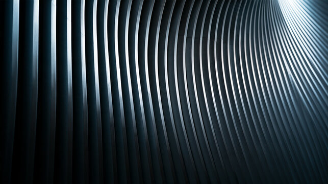 Abstract Curved Metal Slats Creating Modern Architectural Pattern