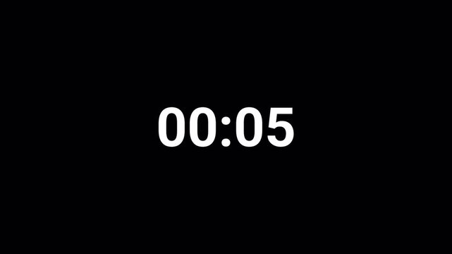 45 Second Count Up Timer Animation from 0 to 45 Seconds with Minimal Motion Graphics Design on Black Background for Sports, Games, Fitness and Presentations.  