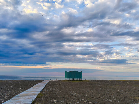 Wooden pier on the beach.