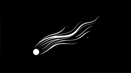 Minimal comet with flowing tail set with simple line art design featuring outline, illustration, graphic elements with clean design and vector art © MDBabul