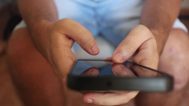 Hands Typing on Smartphone, Mobile Phone Messaging and Digital Communication