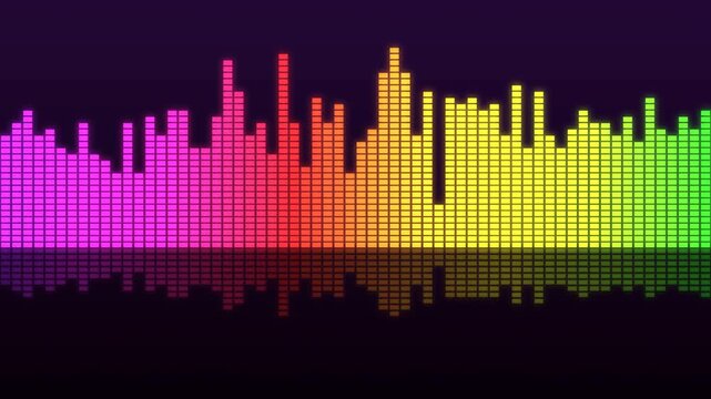 Colorful audio equalizer bars, music visualizer spectrum loop