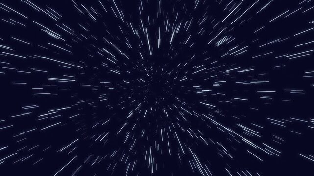 Hyperspace warp speed star streaks tunnel, space travel loop