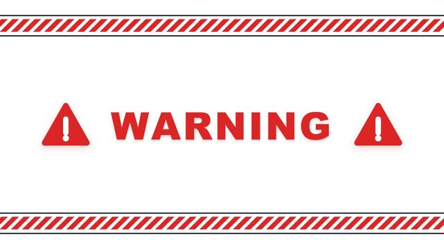 Red warning sign with exclamation mark and text on white background