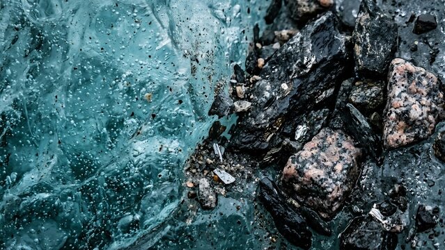 Macro Interface of Pressurized Glacial Ice and Metamorphic Slate