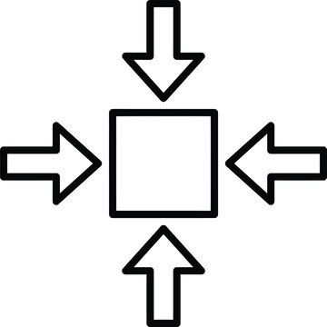 Square icon with four arrows pointing inwards for compression