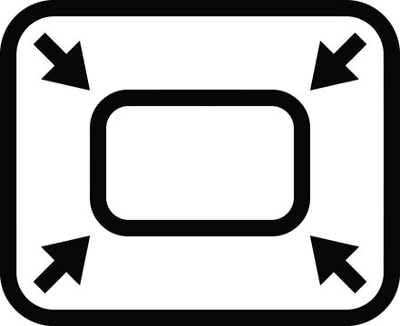 Rounded rectangle icon with arrows pointing inwards for minimization