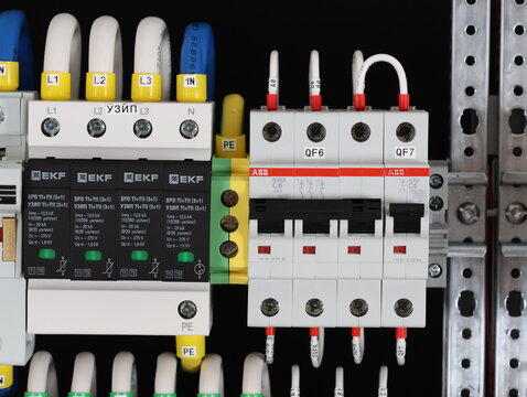 Electrical overload circuit breakers from ABB. Installed in the electrical control panel.