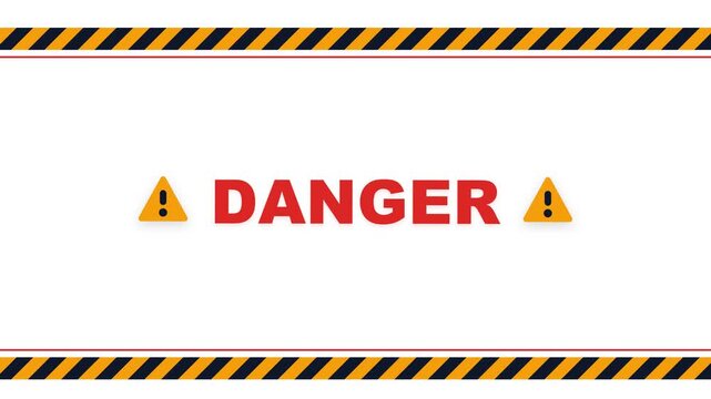 Warning sign with word danger and caution symbols