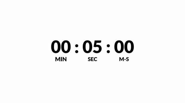 45 Second Count Up Timer Animation from 0 to 45 Seconds with Minimal Motion Graphics Design on white Background for Sports, Games, Fitness and Presentations.  