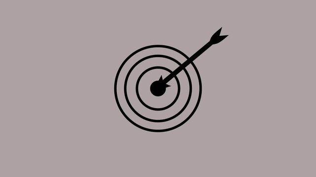 Abstract Arrow hitting the center of on a transparent  background, success, focus and goal achievement. objective and marketing concept. 4k,motion,,,,,