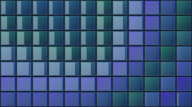 Abstract blue geometric grid motion background, with shifting light, and texture patterns