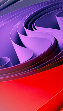 Abstract purple and red layered paper shapes forming smooth curved