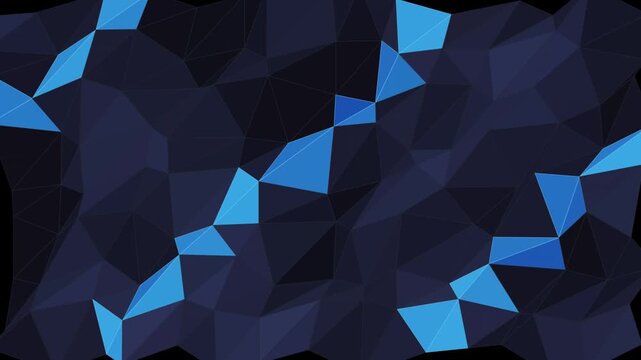 Abstract blue geometric low poly motion background, dynamic triangular mesh pattern, modern digital technology loop for presentations and branding