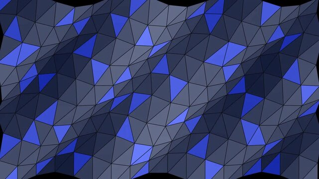 Abstract blue low poly geometric wave motion background, seamless loop 3D digital mesh animation for modern tech presentations