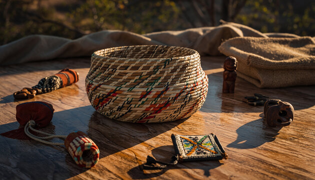 Scene Depicting Indigenous Craft With Authentic Cultural Elements