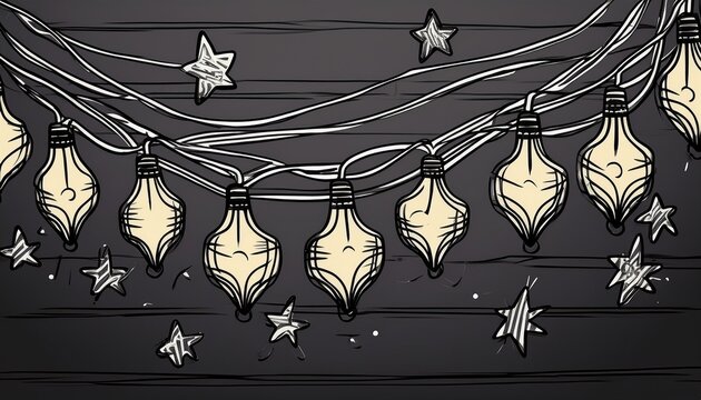 doodle of star string lights decoration