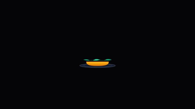 Minimalist vector illustration of a bowl of salad isolated on dark background