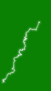 Electric thunder lightning bolt strike transition effect overlay on green screen chroma key background